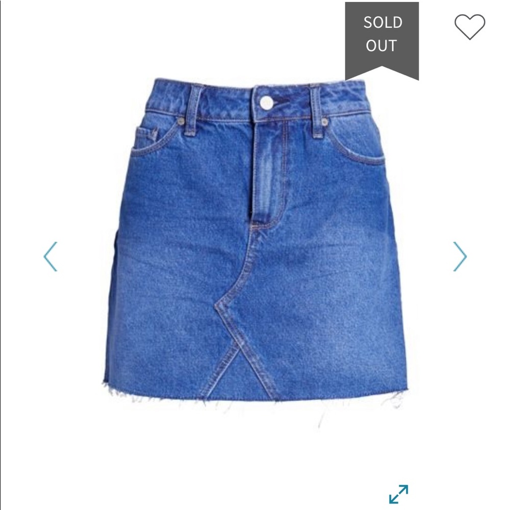 Paige high rise denim mini jean skirt raw hem